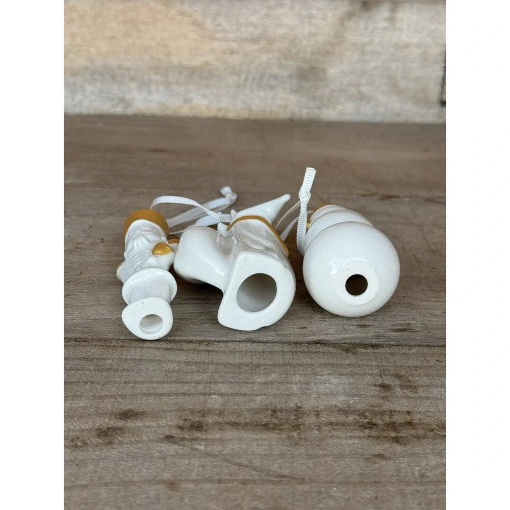 Vintage STARBUCKS Christmas Tree Ornaments Set Fox,Snowman, Nutcracker Porcelain